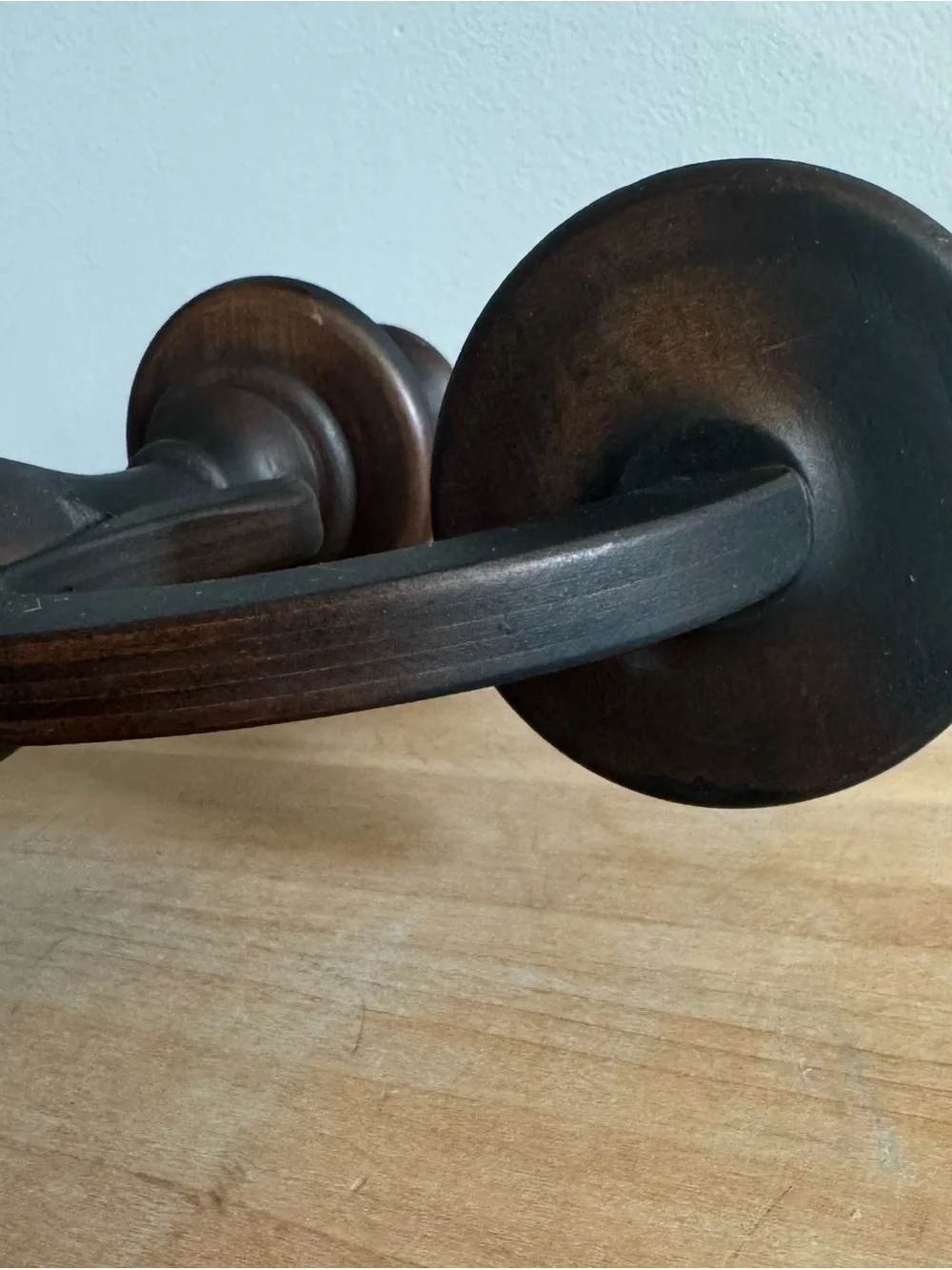 Matte Black 3-Arm Teak Wood Candelabra Candle Holder
